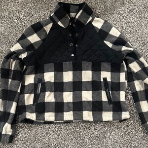 White and Black plaid fuzzy shirt
